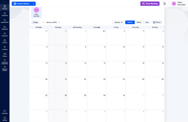 Calendar - Admin Dashboard