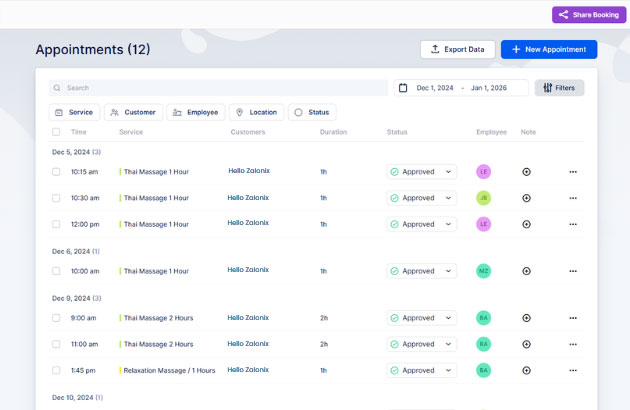Appointments - Admin Dashboard